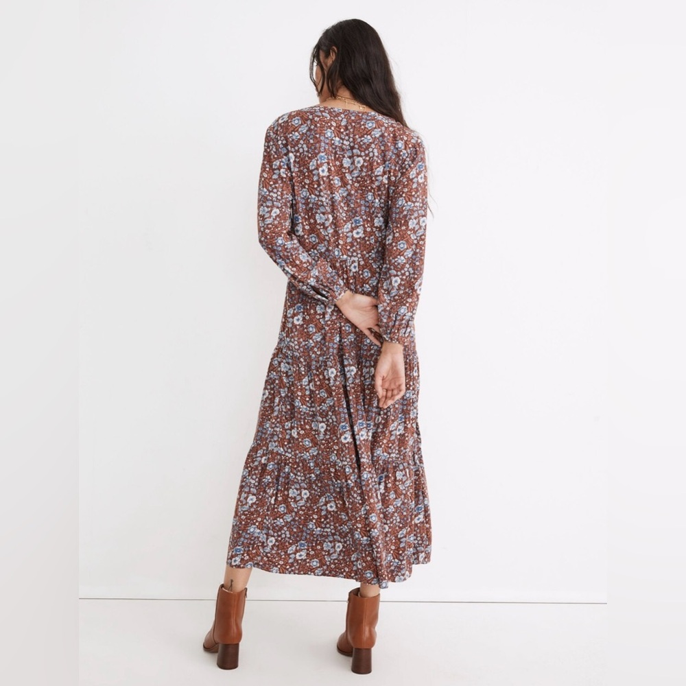 Madewell Challis Wrap Midi Dress Woodland Floral Size M - Picture 2 of 7